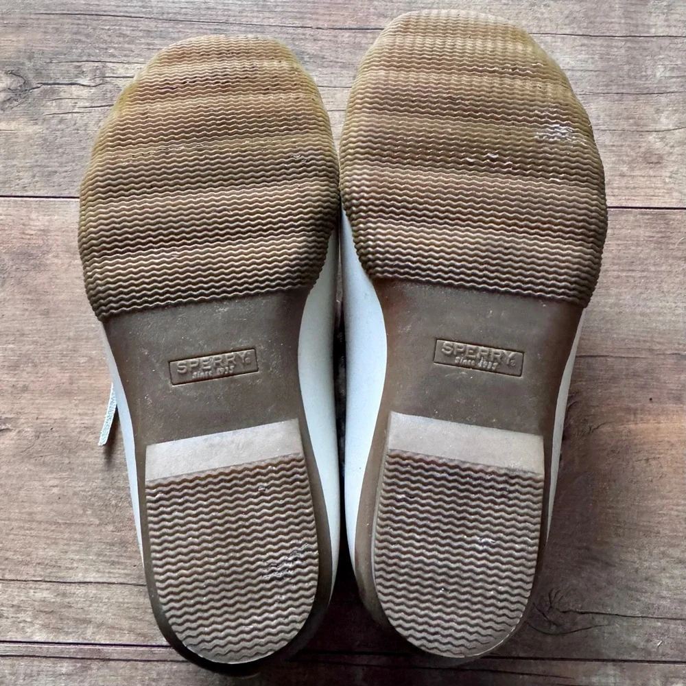 Sperry Saltwater 1-Eye Ivory Plaid Low Profile Duck Boot Size 7.5